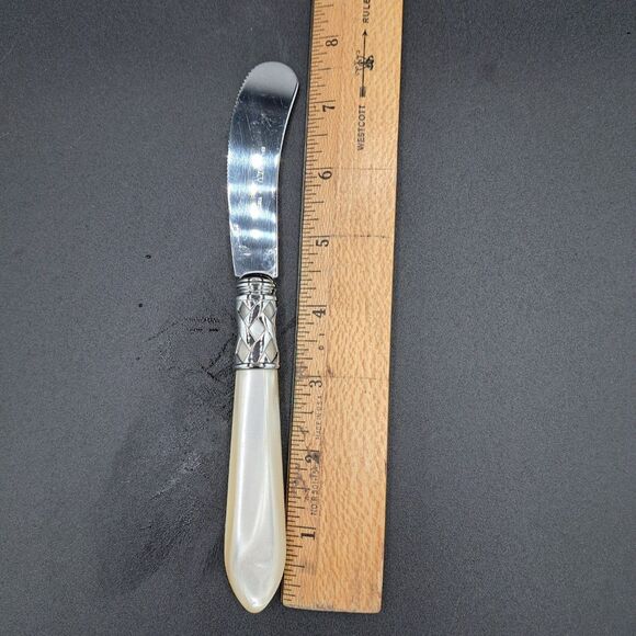 Bugatti For Vietri Mother of Pearl Iridescent Handle Cheese Knife Set of 3 - Picture 10 of 11